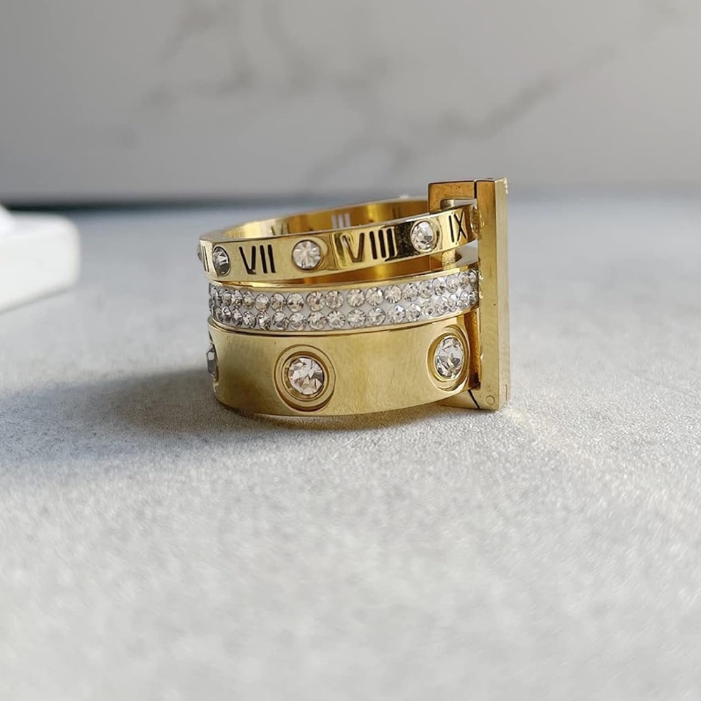 Gold Crystal Roman Numeral Ring - Picture 4 of 7